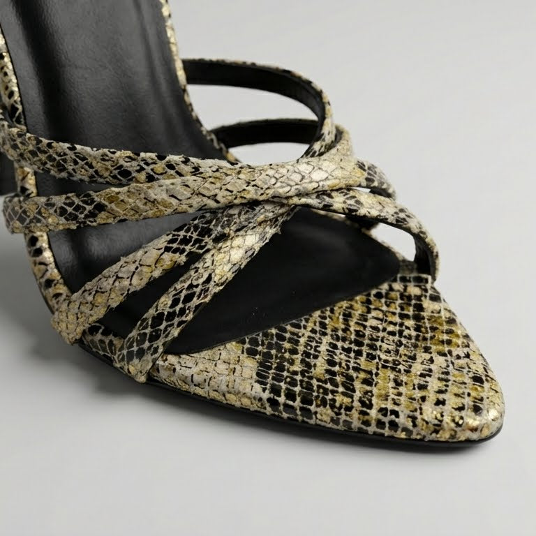 Vivi - Black and Gold Python Print - Limited Edition